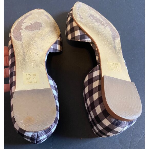 J. Crew Classic Navy And White Gingham Dorsay Flat 9.5 - Picture 6 of 6